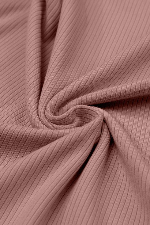 Striped Sheer Ribbed Mesh Long Sleeve Crew Neck Top